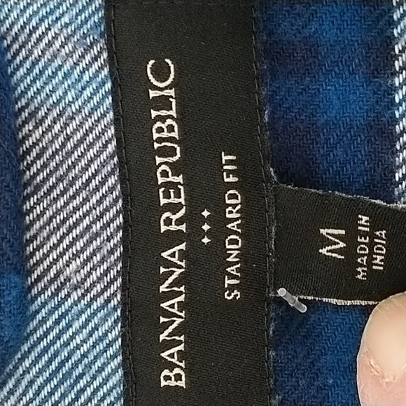 Banana Republic Standard Fit Button Front Blue Plaid Shirt M - Picture 4 of 14